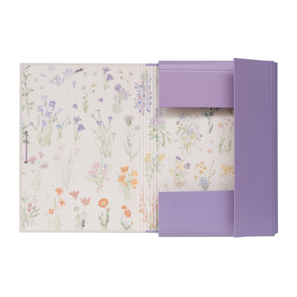 Κουτί σκληρό, 3cm ράχη, με Λάστιχο A4 BOTANICAL Wild Flowers by Kokonote