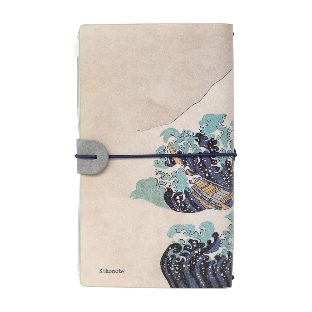 Synthetic Leather Soft Cover Travel Notebook 12X20cm JAPANESE ART Hokusai by Kokonote