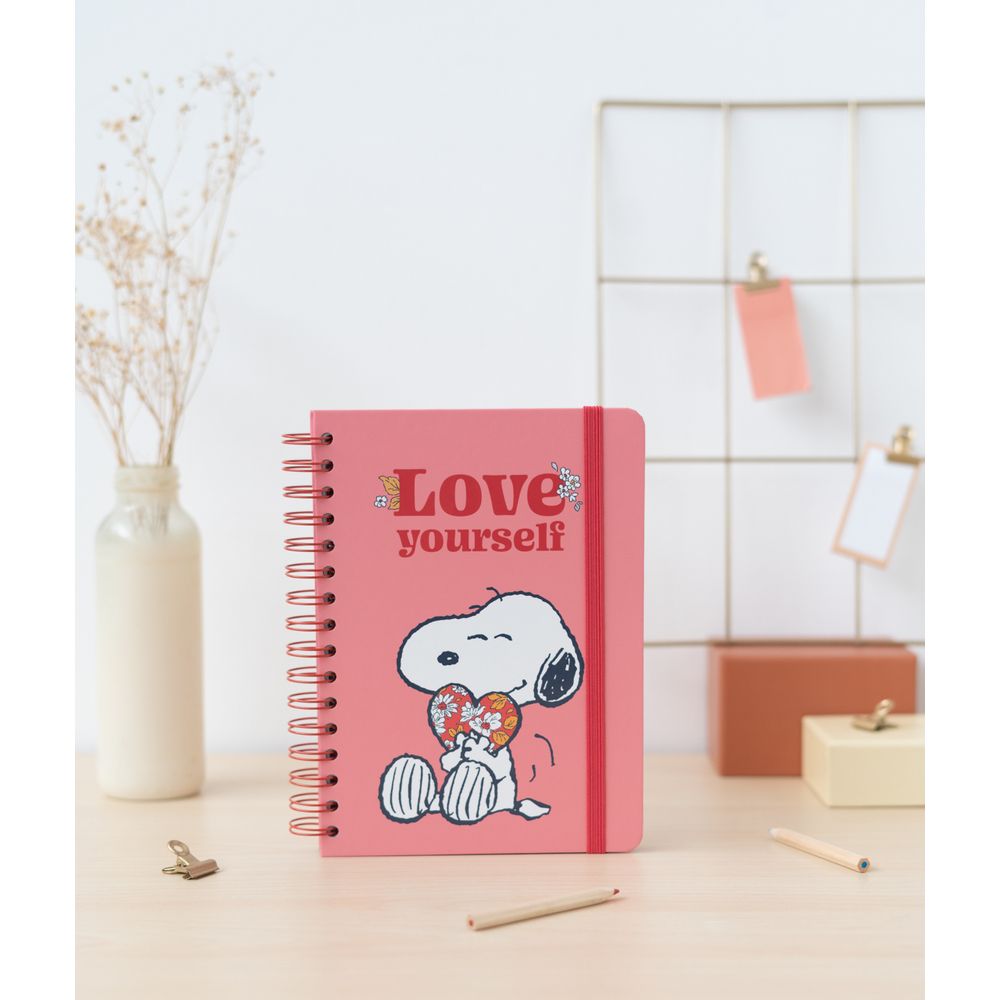 Notebook Hardcover Spiral Lines A5/15X21 SNOOPY Love Yourself