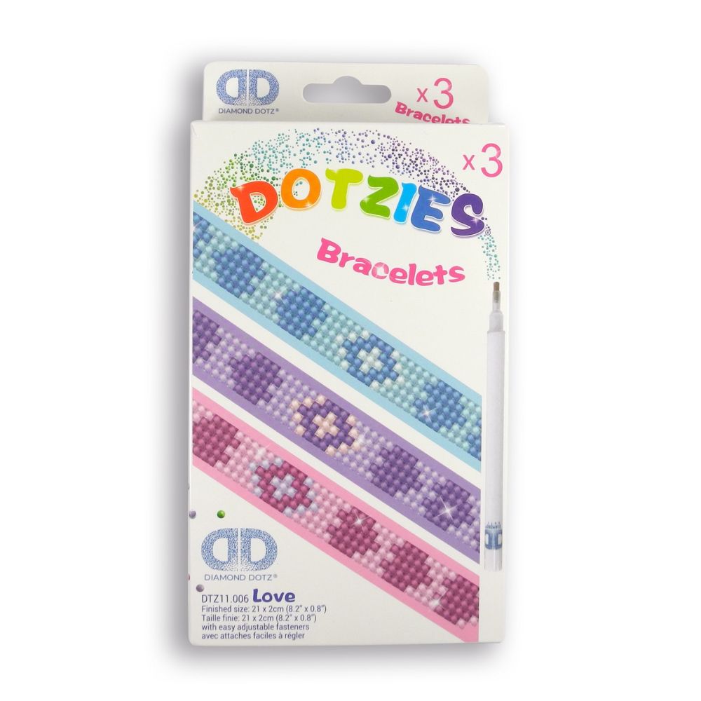 Diamond Dotz Dotzies Set 3 Bracelets Love