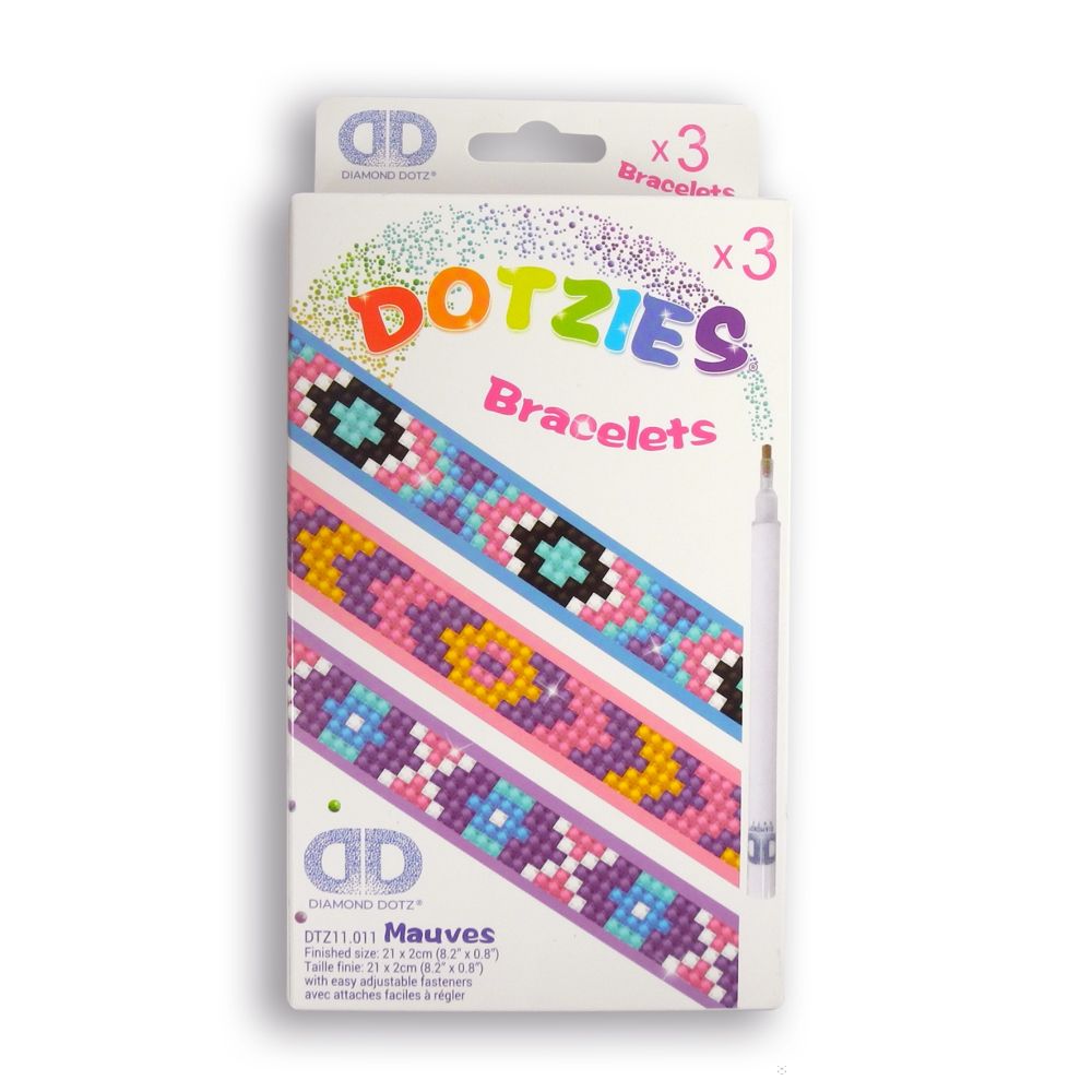 Diamond Dotz Dotzies Set 3 Bracelets Mauves