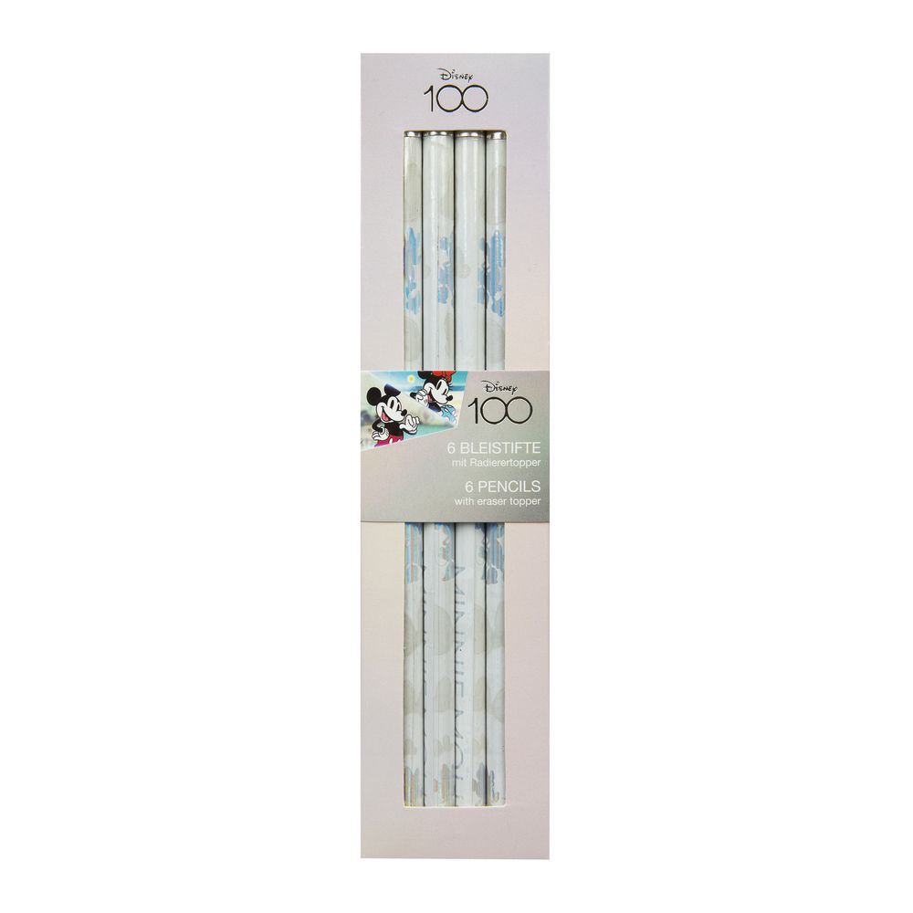 Set of 6 Pencils with Silver Foil Printing DISNEY 100th Anniversary