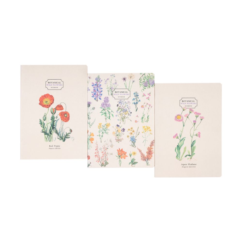 Pack of 3 Notebooks Α5/15X21 BOTANICAL Wild Flowers by Kokonote