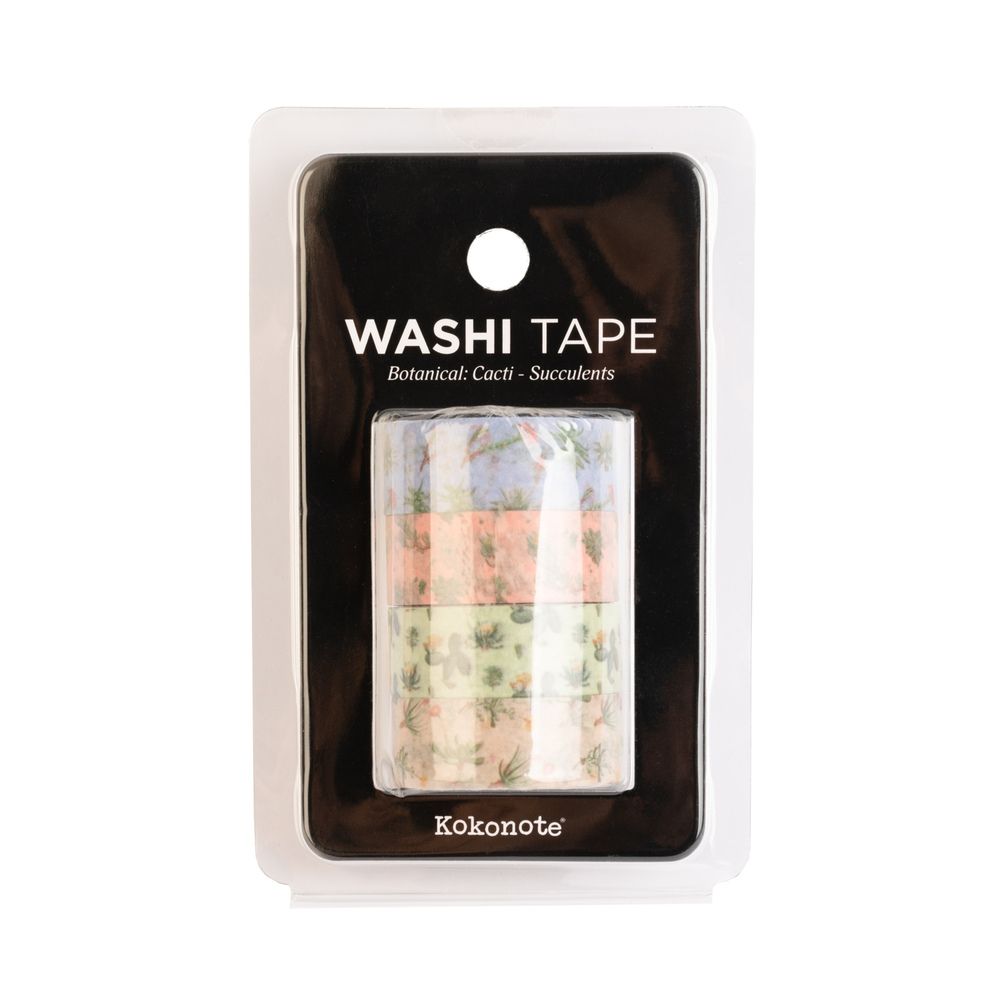 Set 4 Washi Tapes BOTANICAL CACTI by Kokonote
